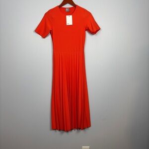 NWT ASOS Women’s Vibrant Orange Textured Crew-Neck Midi Dress Size 4